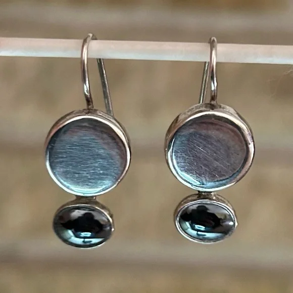 Sterling Silver & Hematite Earrings - Picture 1 of 6